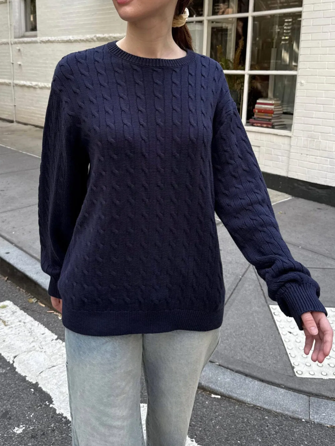 Cable-Knit Round Neck Pullover Sweater - Image 6