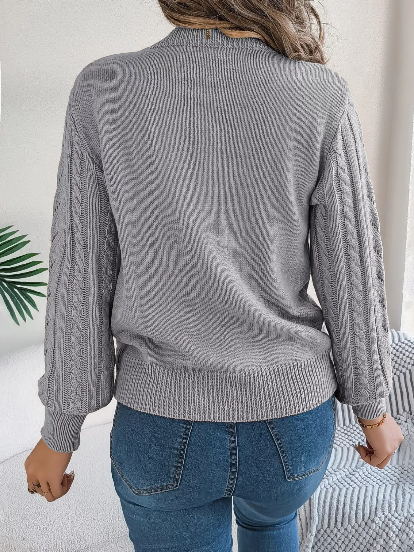 Cable-Knit Round Neck Sweater - Image 13