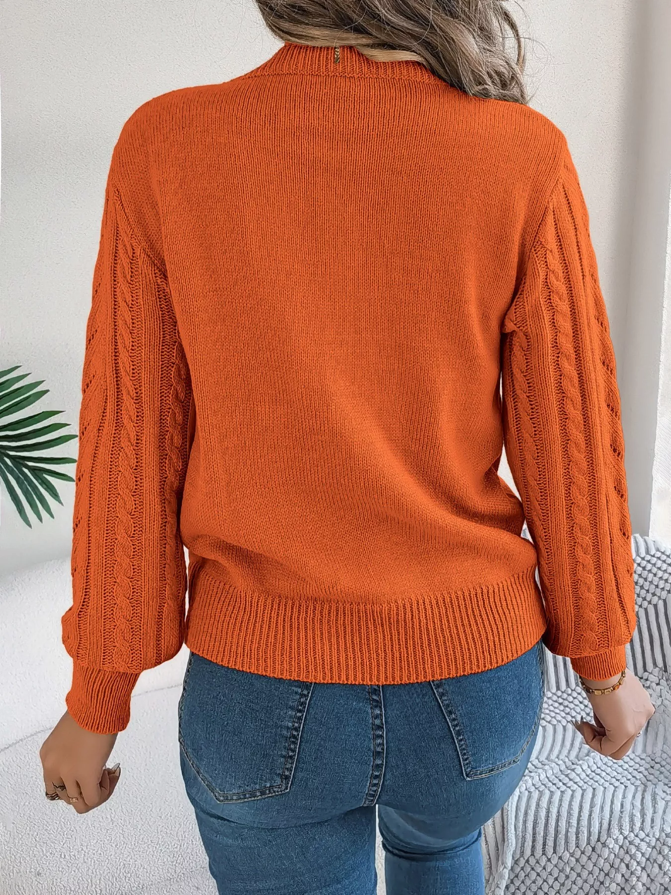 Cable-Knit Round Neck Sweater - Image 2