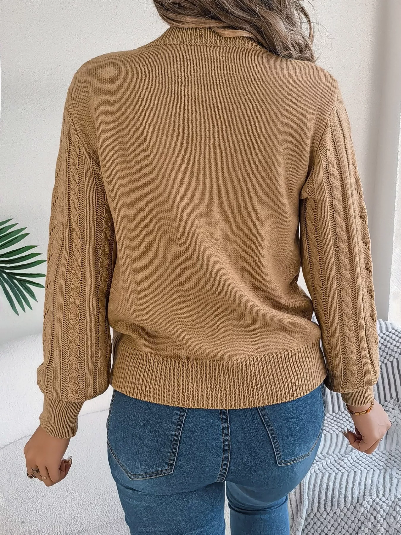 Cable-Knit Round Neck Sweater - Image 7