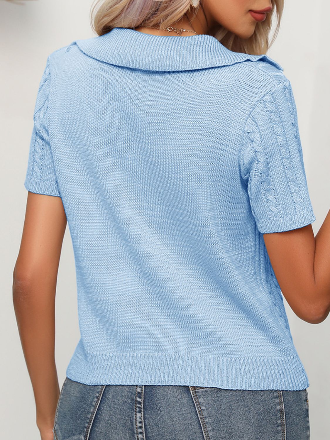 Cable Knit Short Sleeve Top - Image 13