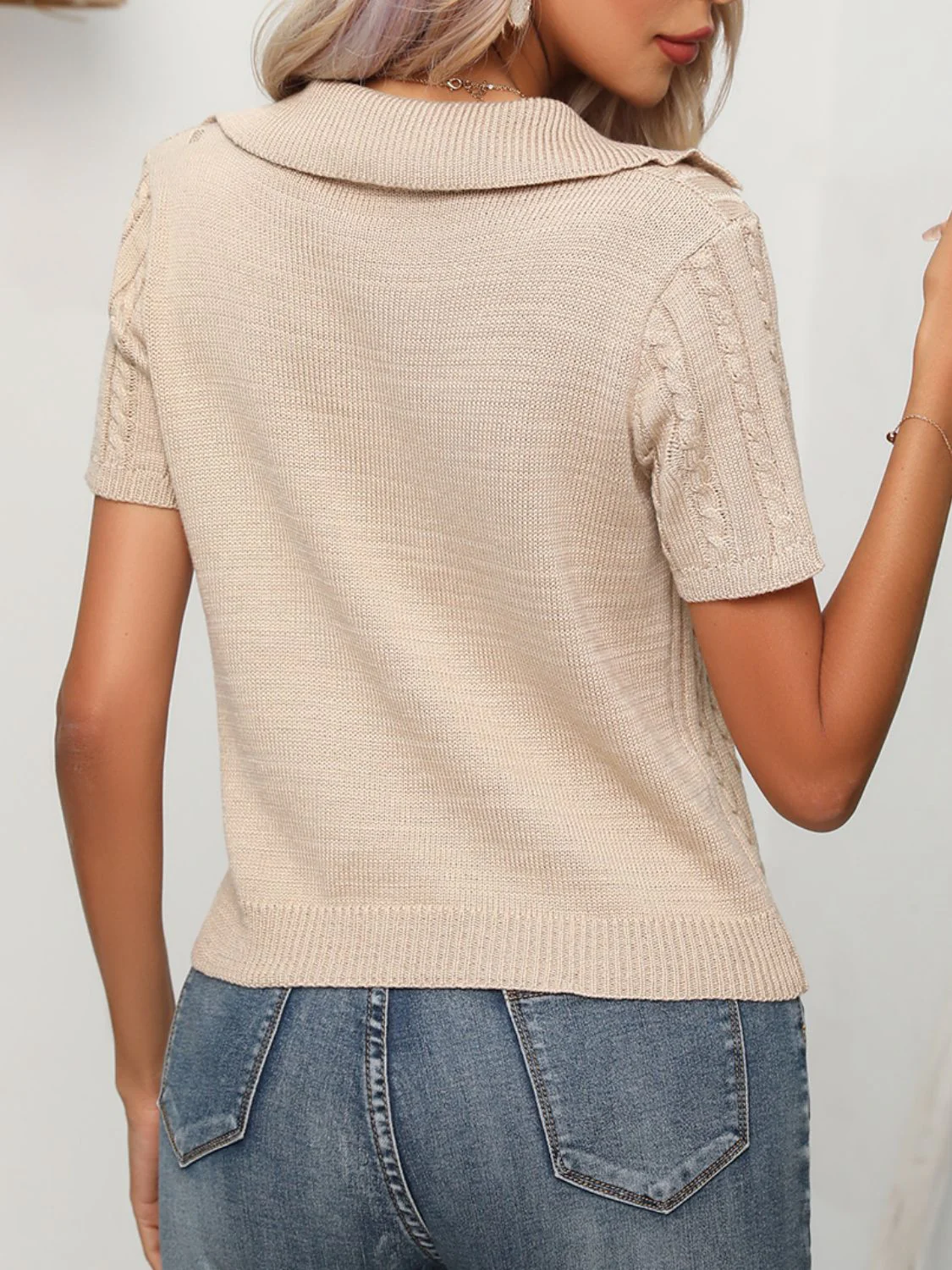 Cable Knit Short Sleeve Top - Image 4
