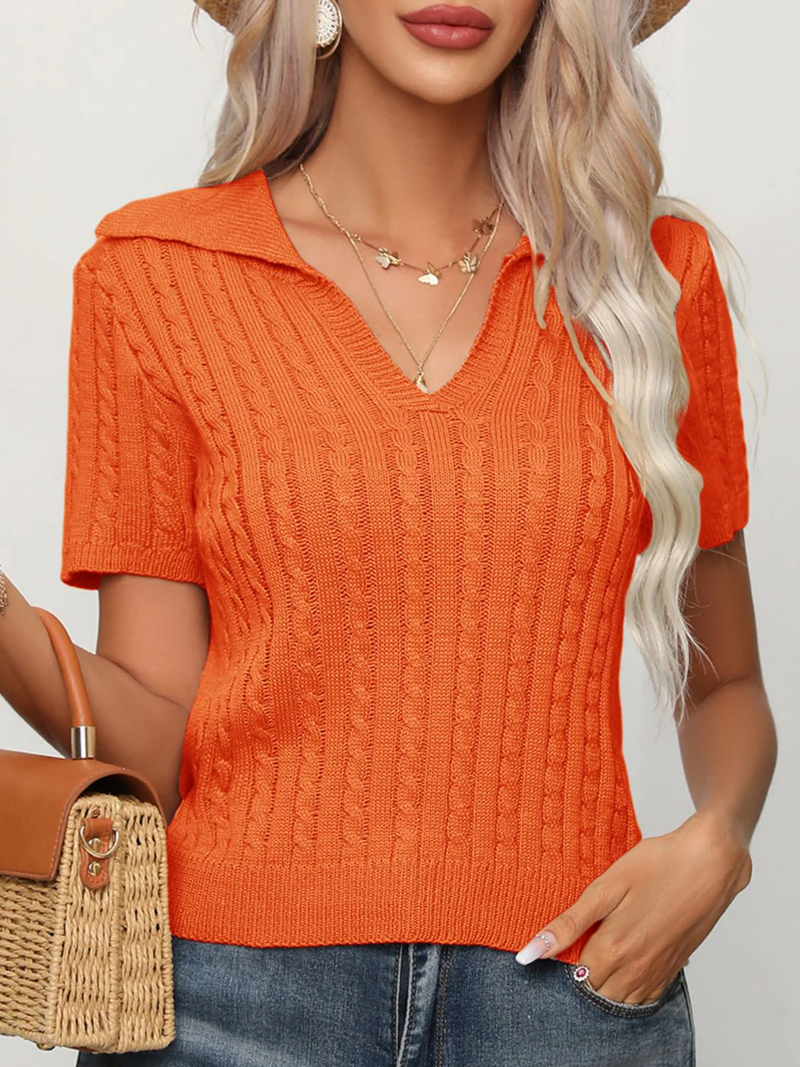 Cable Knit Short Sleeve Top - Image 7