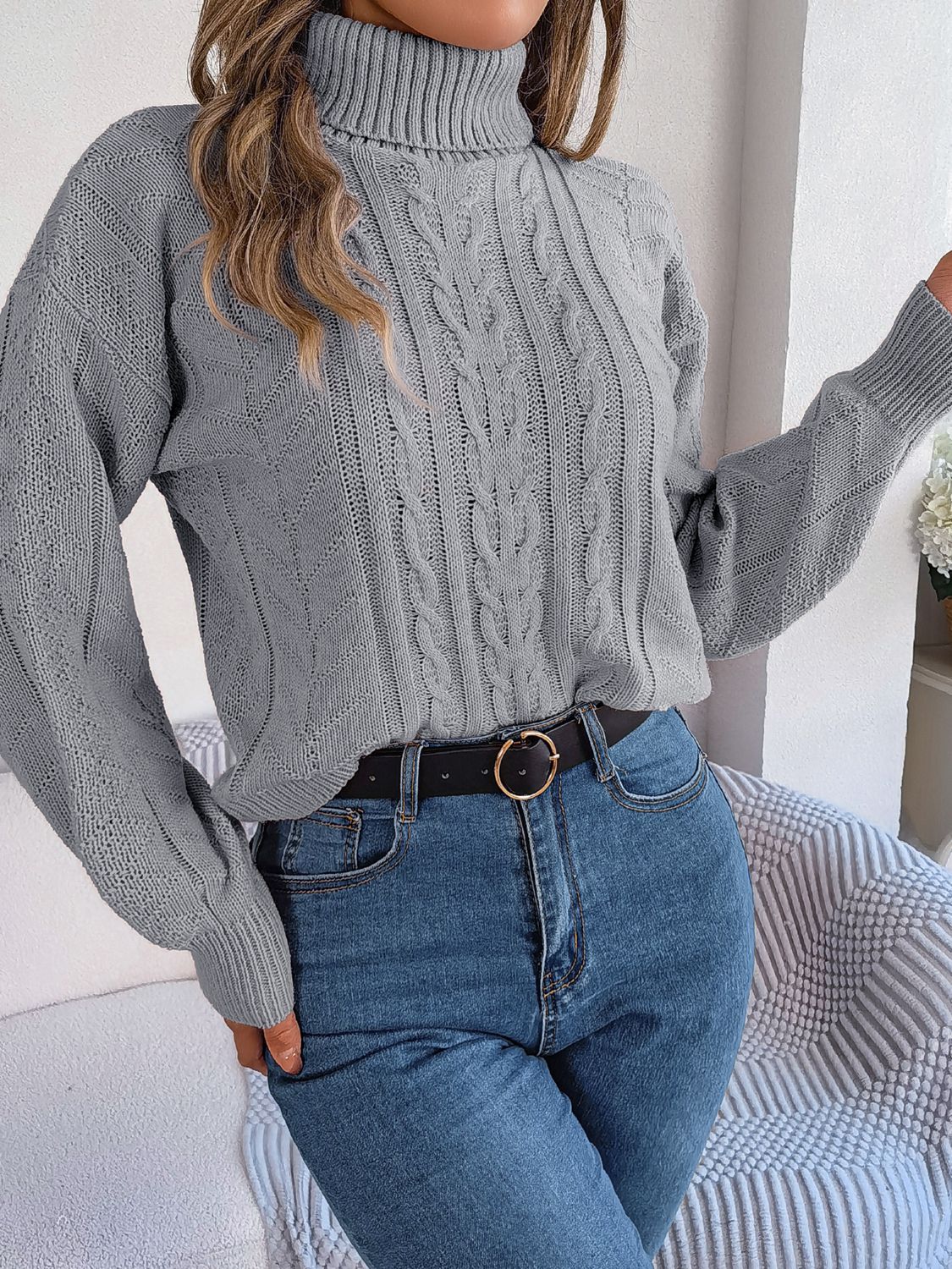 Cable-Knit Turtleneck Sweater - Image 10