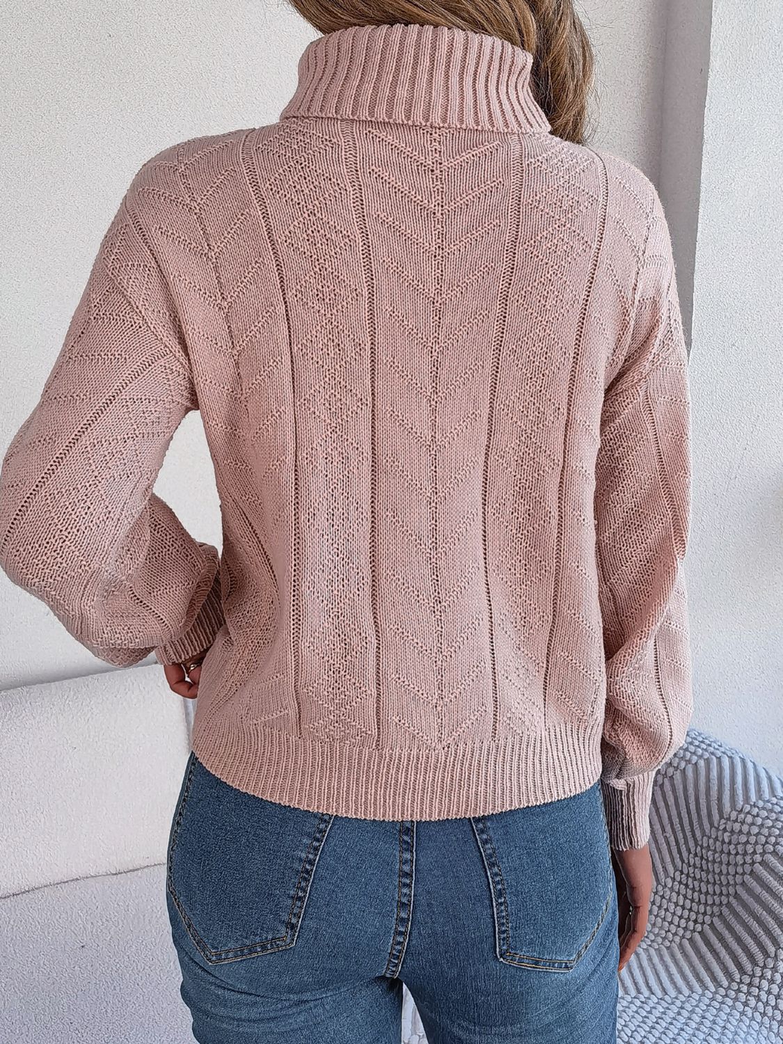 Cable-Knit Turtleneck Sweater - Image 2