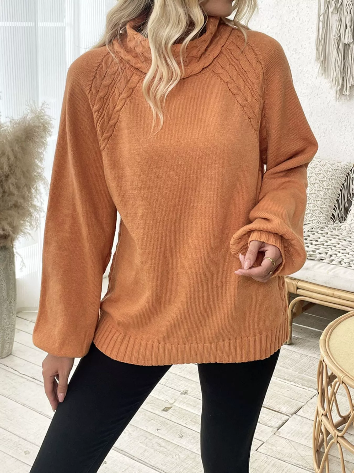 Cable Knit Turtleneck Sweater - Image 10