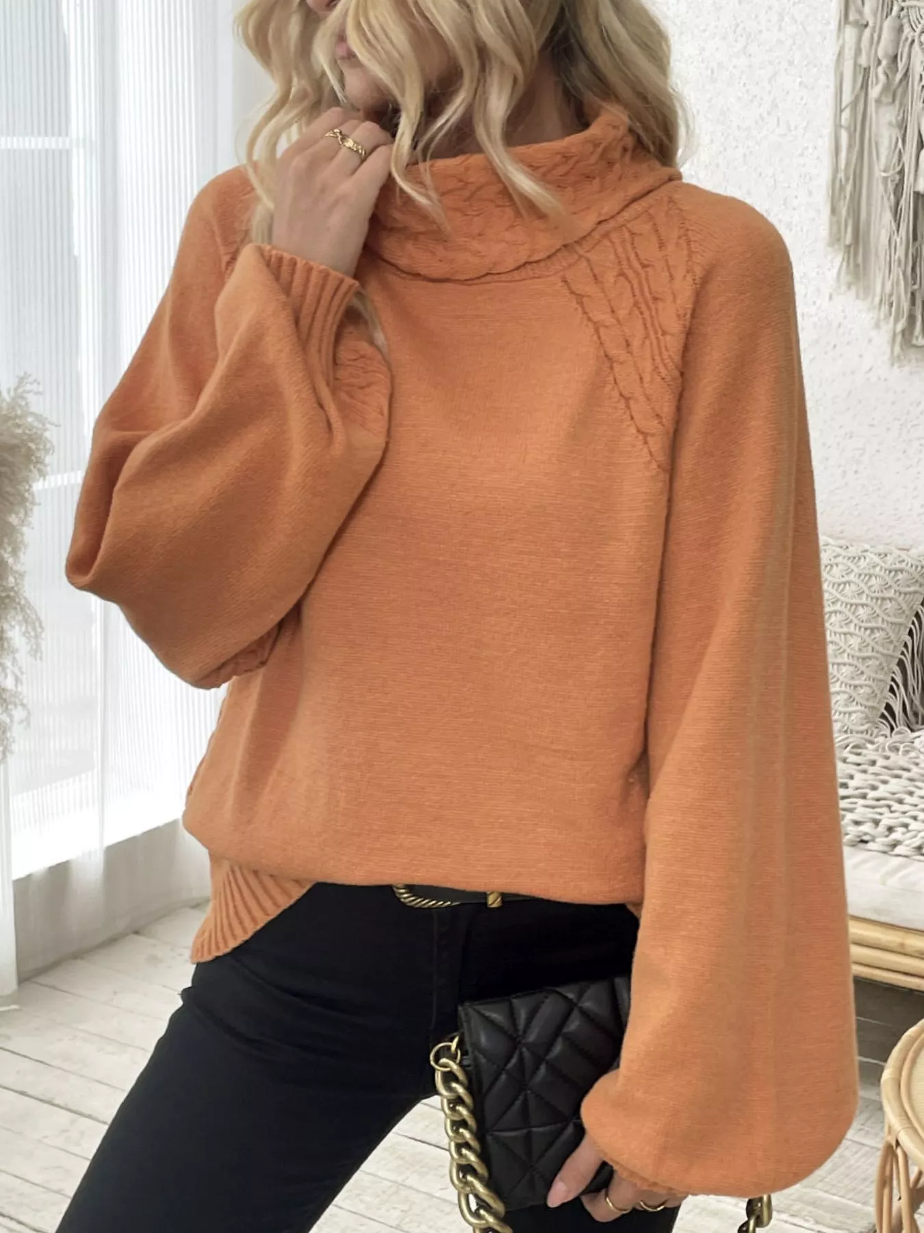 Cable Knit Turtleneck Sweater - Image 2