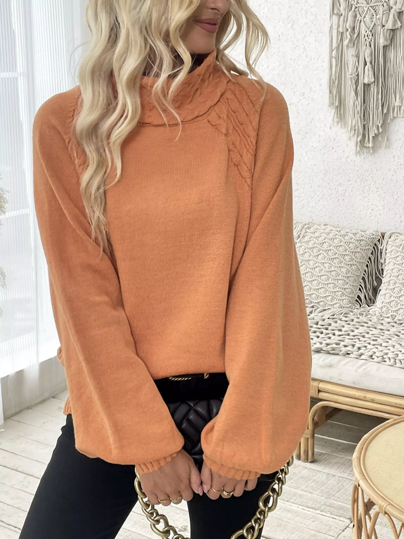 Cable Knit Turtleneck Sweater - Image 3