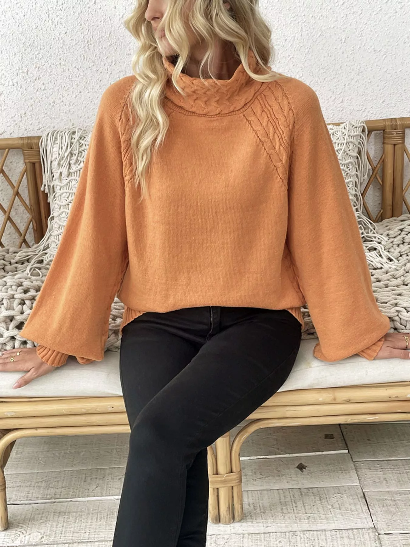 Cable Knit Turtleneck Sweater - Image 4