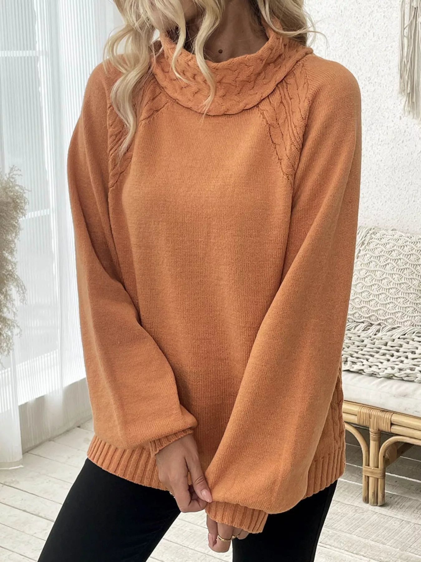 Cable Knit Turtleneck Sweater - Image 5