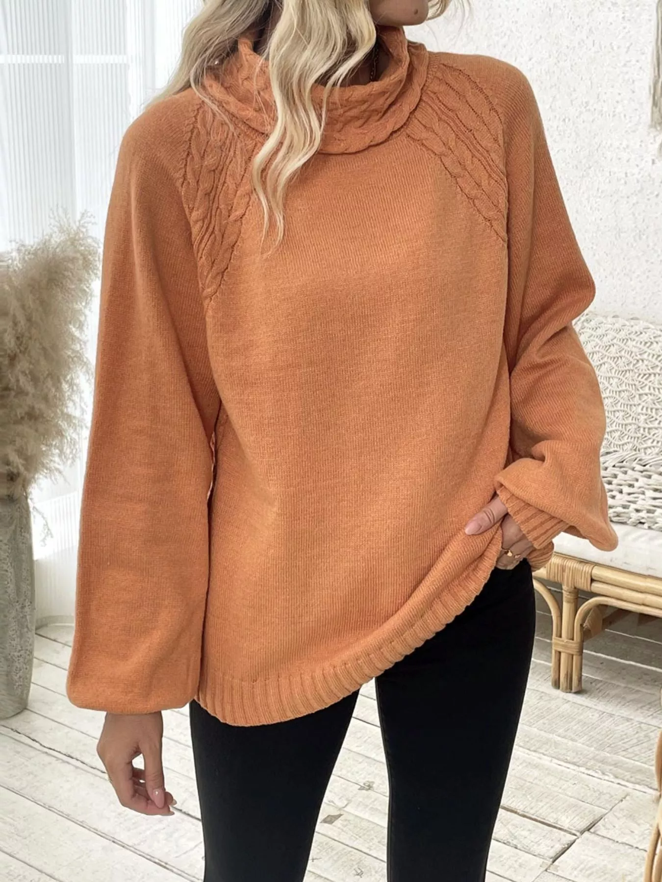Cable Knit Turtleneck Sweater - Image 6