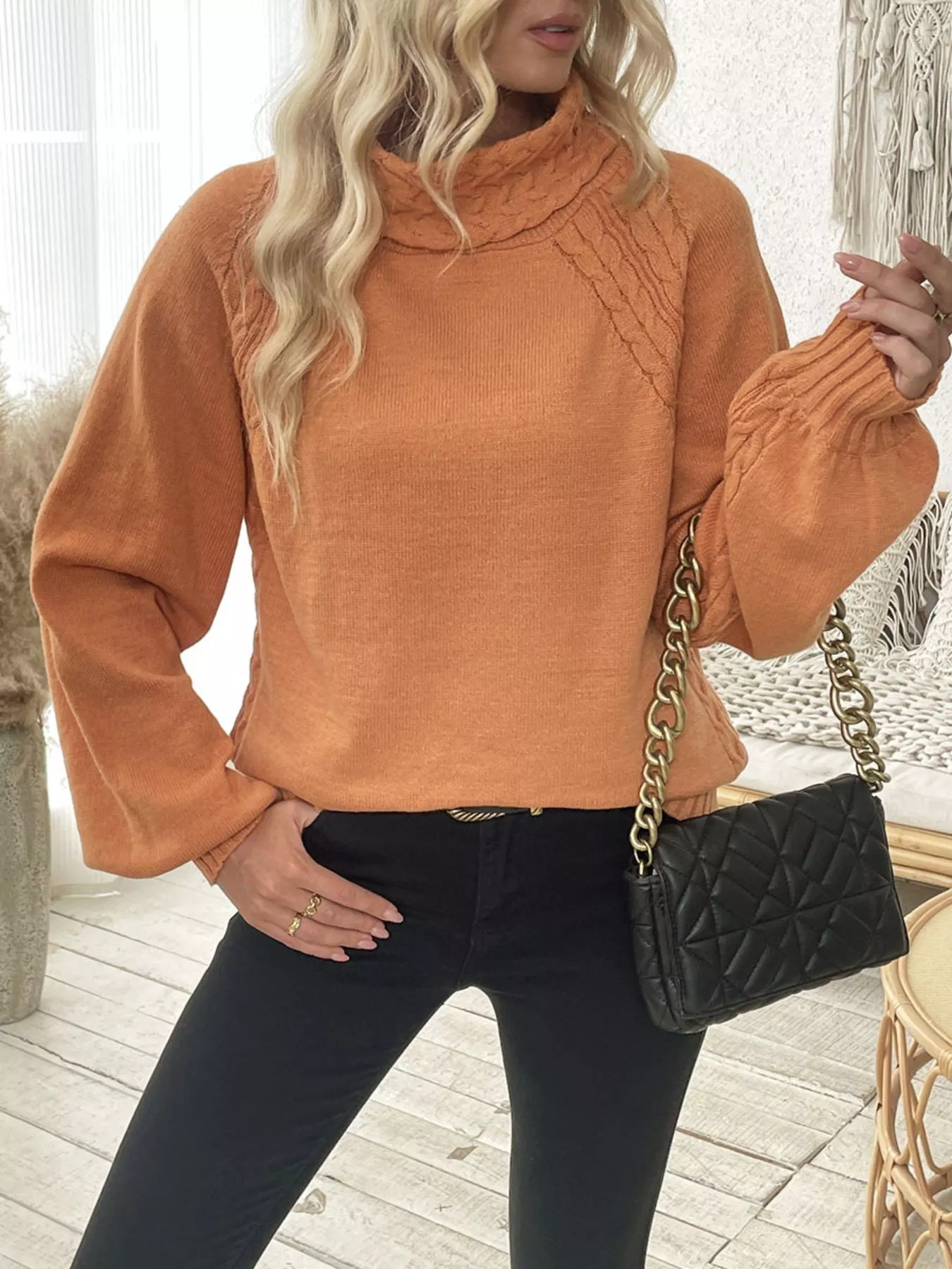 Cable Knit Turtleneck Sweater - Image 8