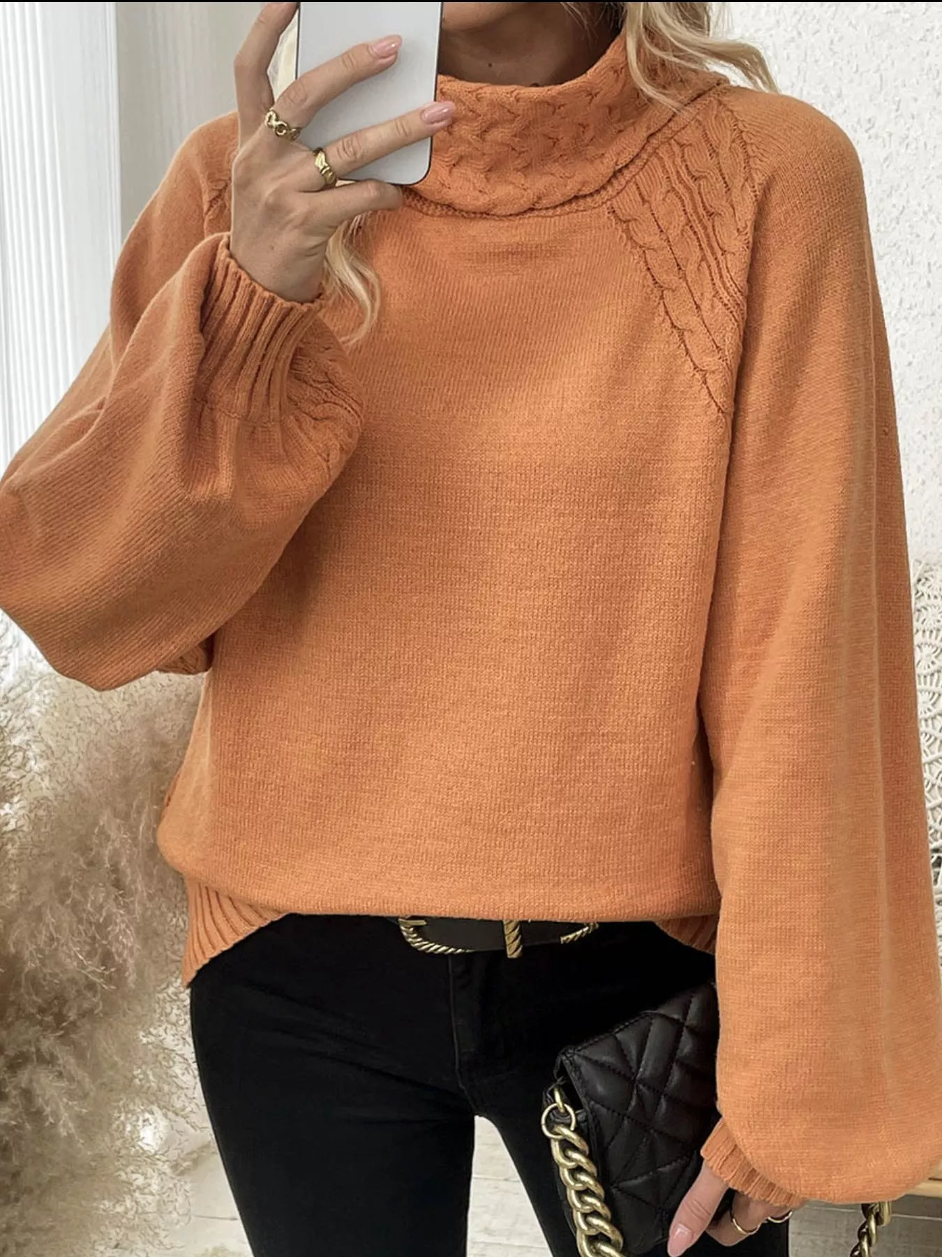 Cable Knit Turtleneck Sweater - Image 9