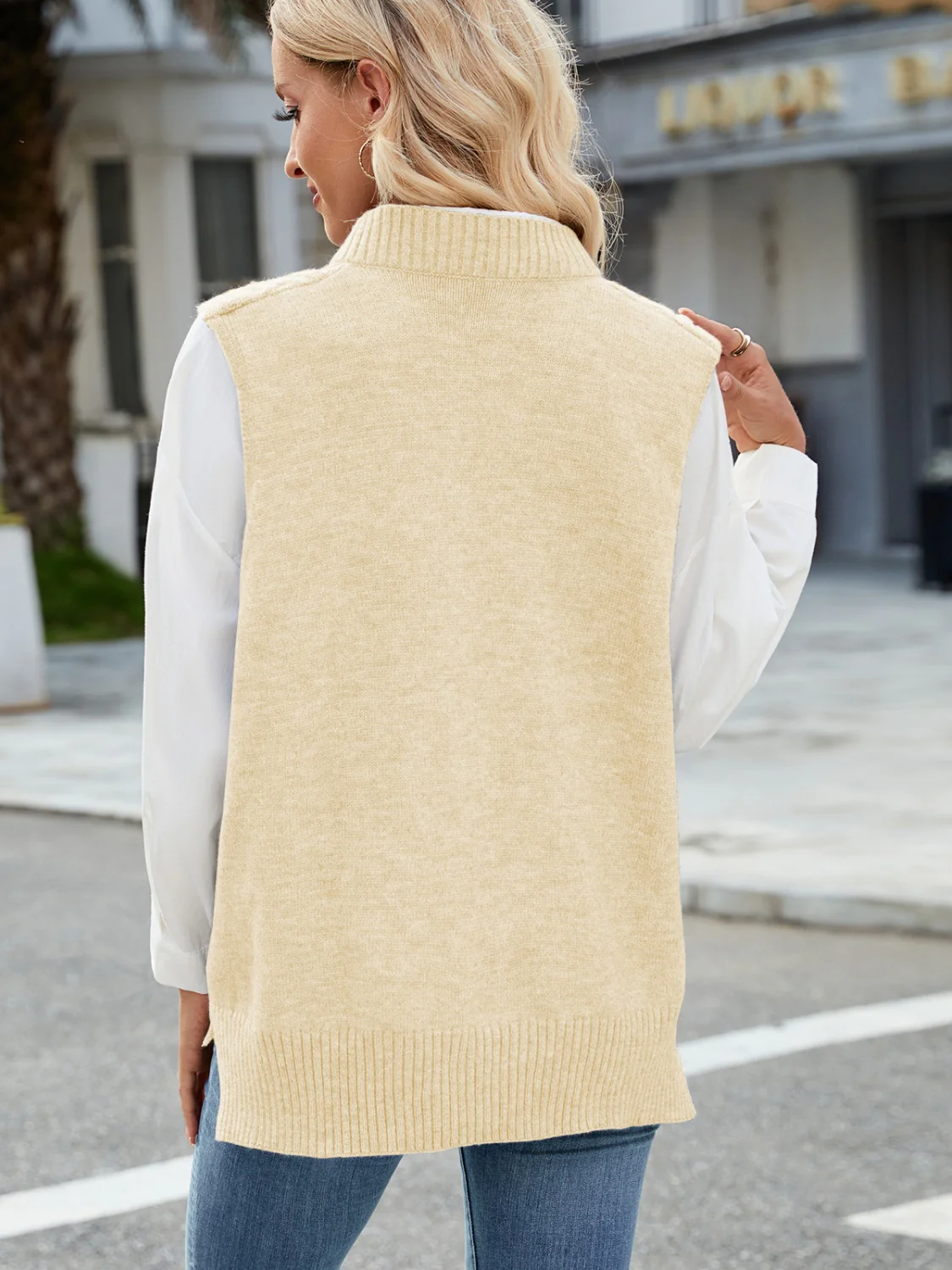 Cable Knit V-Neck Sweater Vest - Image 19