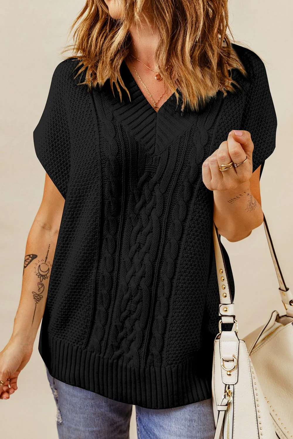 Cable-Knit V-Neck Sweater Vest - Image 18