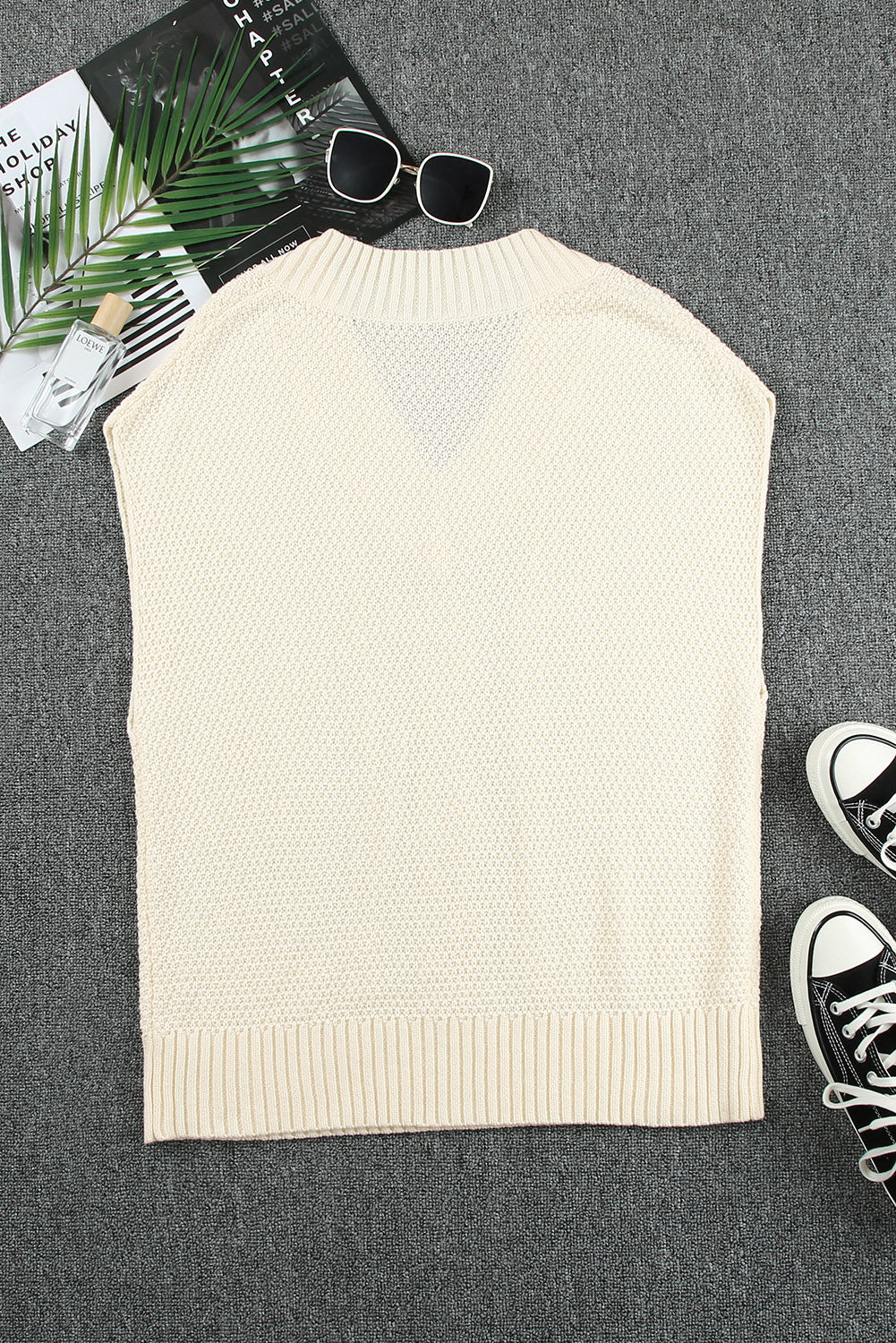 Cable-Knit V-Neck Sweater Vest - Image 8