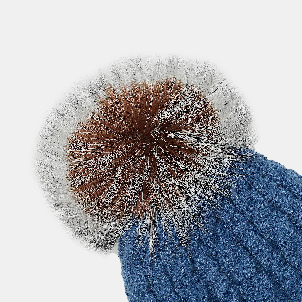 Cable Knit Winter Hat with Pompom - Image 6