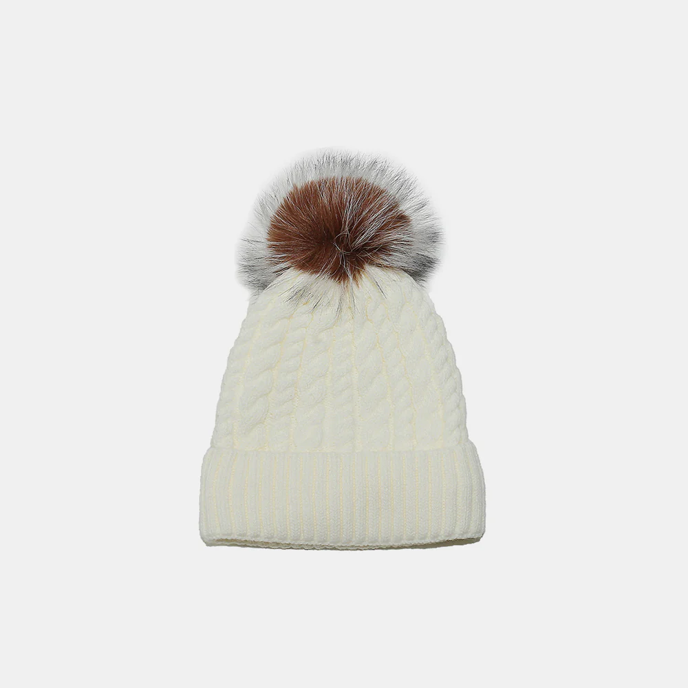 Cable Knit Winter Hat with Pompom - Image 7