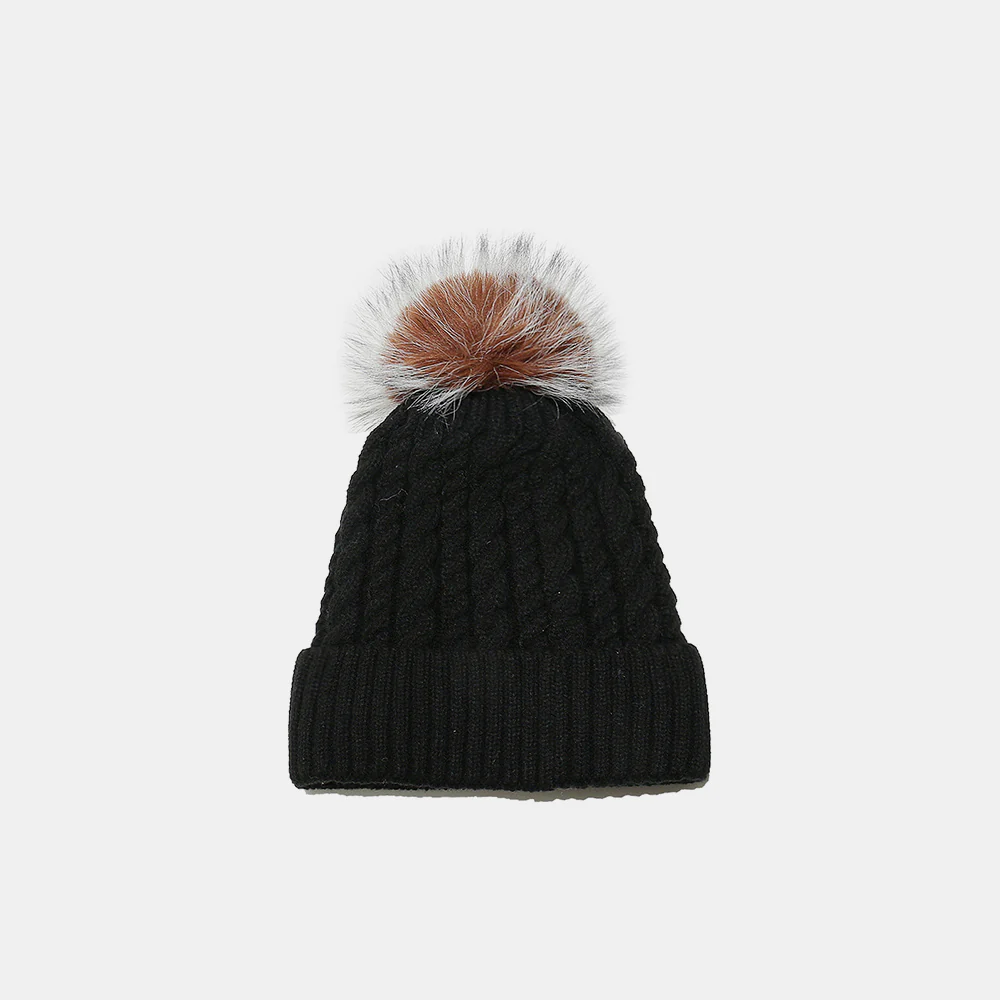 Cable Knit Winter Hat with Pompom - Image 8