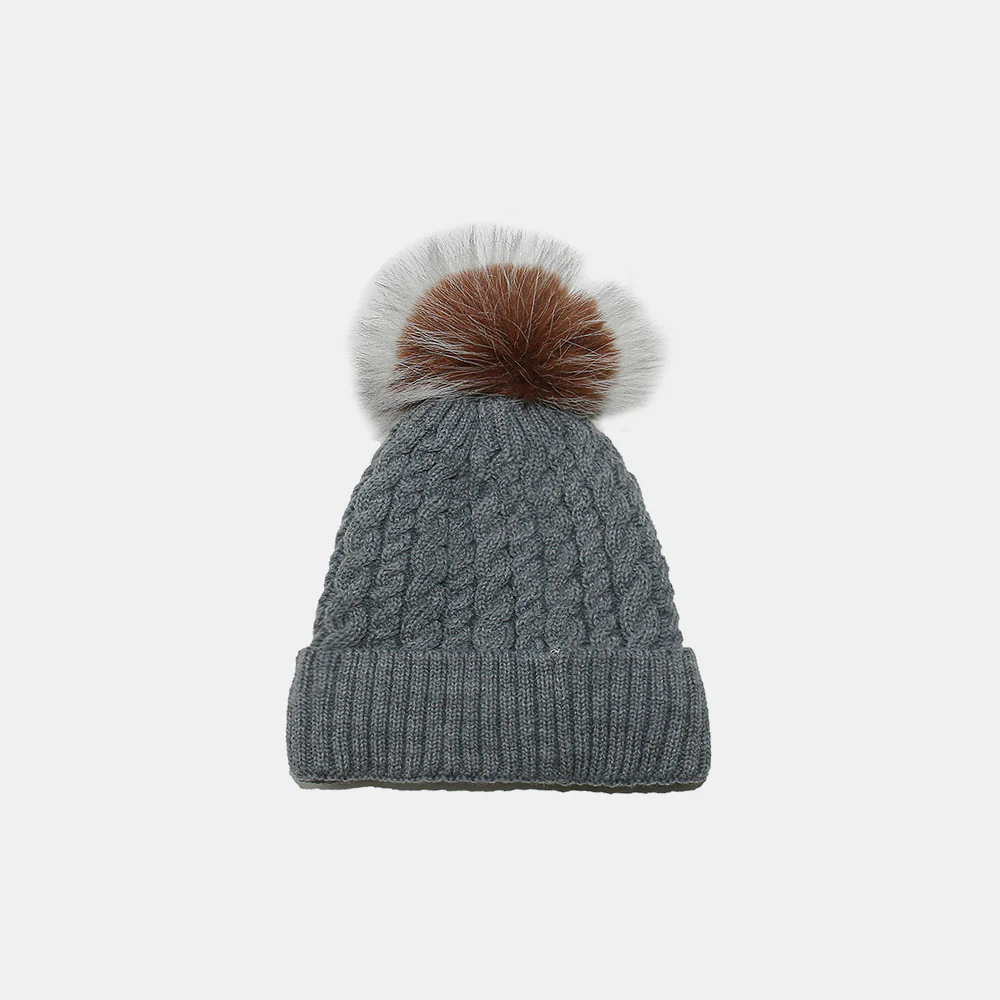 Cable Knit Winter Hat with Pompom - Image 9