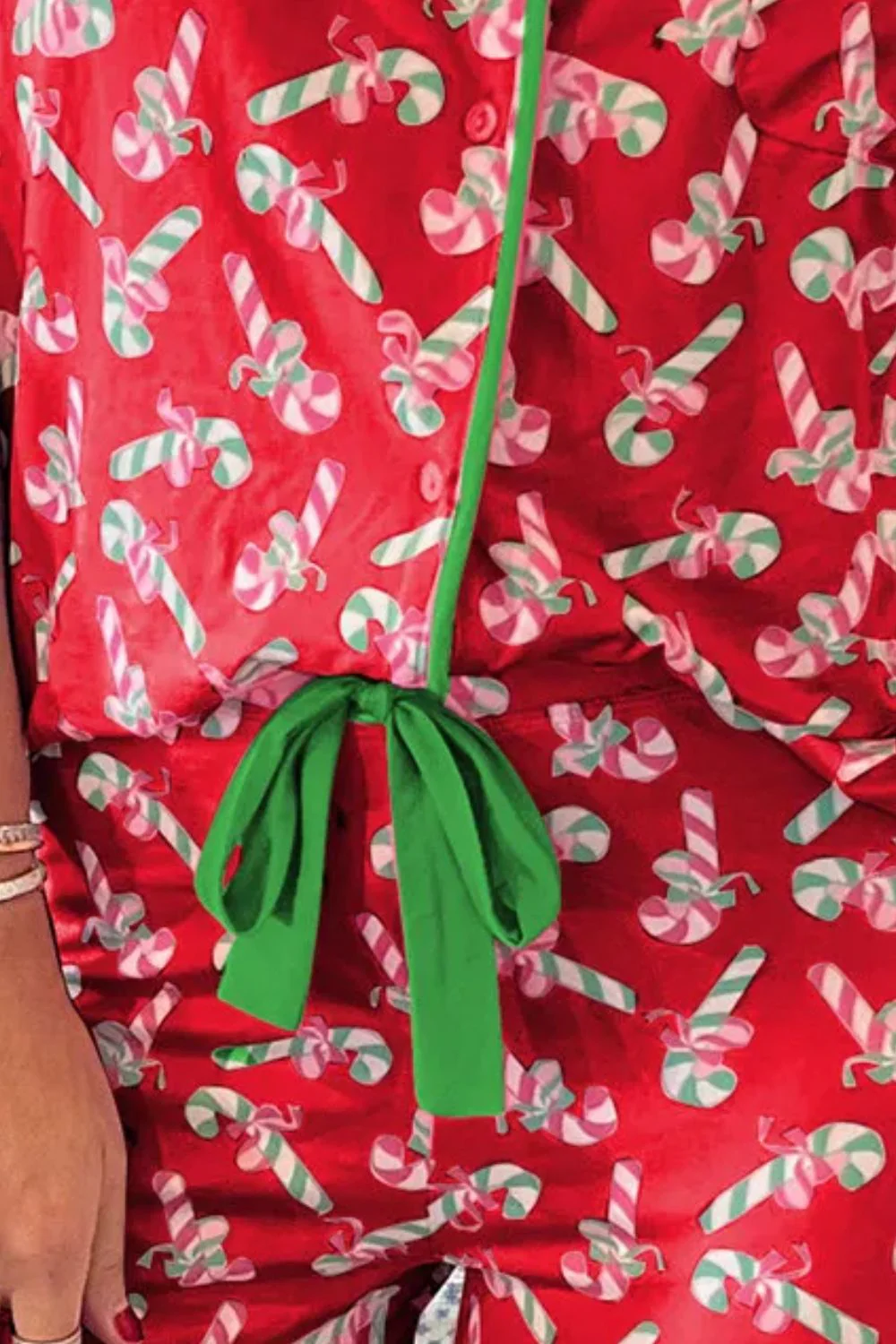 Candy Cane Collared Neck Top and Shorts Lounge Set - Image 12
