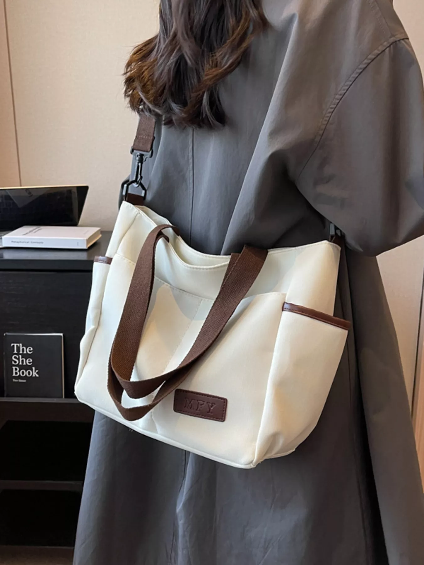 Canvas Shoulder Bag with Adjustable Strap - Image 5