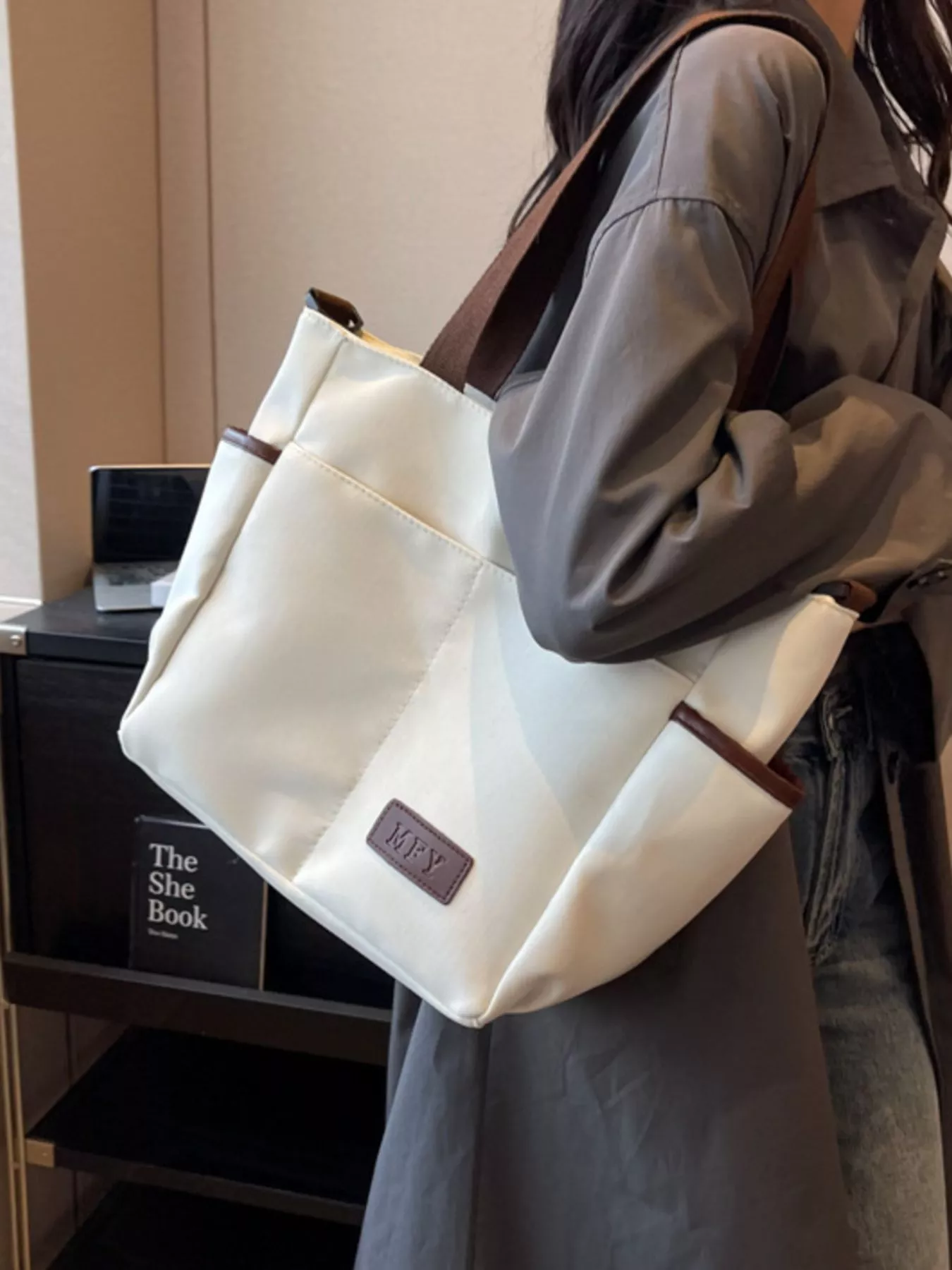Canvas Shoulder Bag with Adjustable Strap - Image 7
