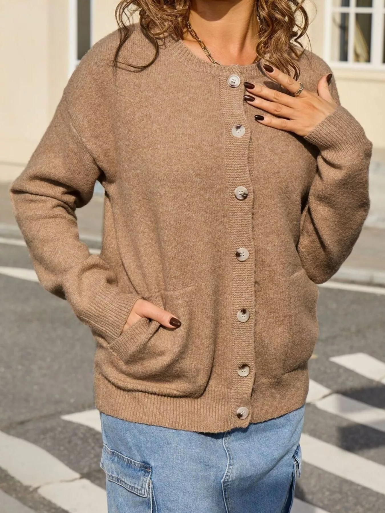 Casual Button-Down Knit Cardigan - Image 8