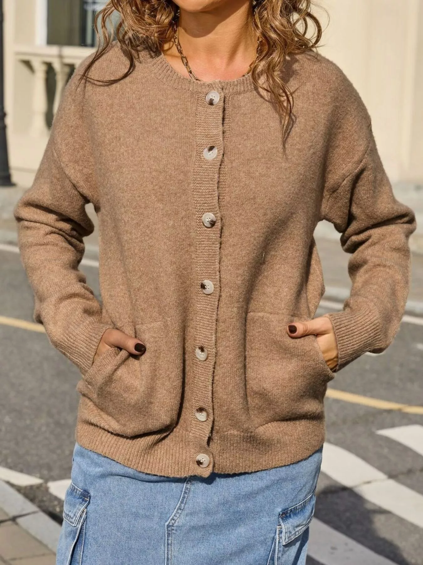 Casual Button-Down Knit Cardigan - Image 9
