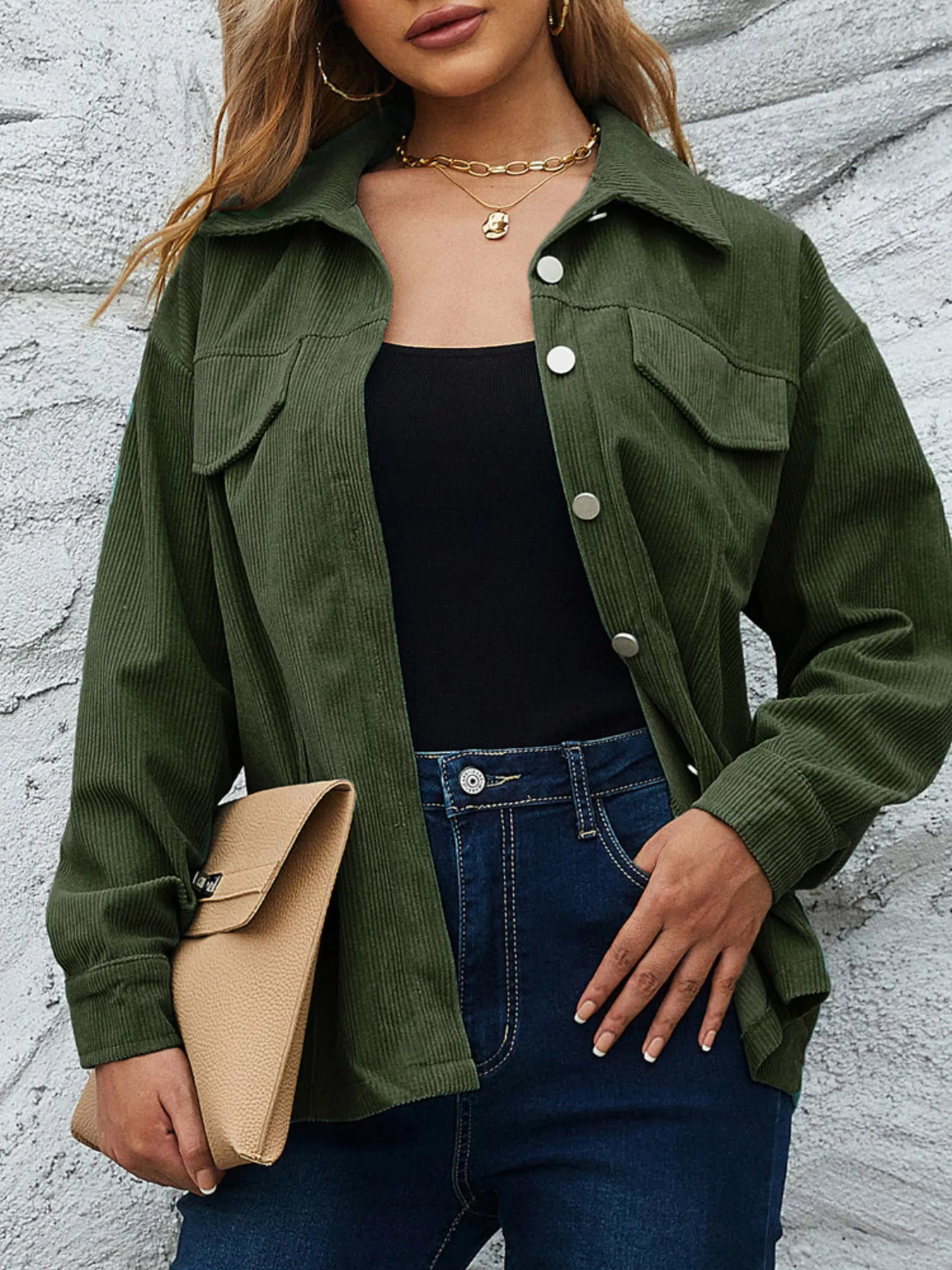 Casual Corduroy Button-Down Jacket - Image 12