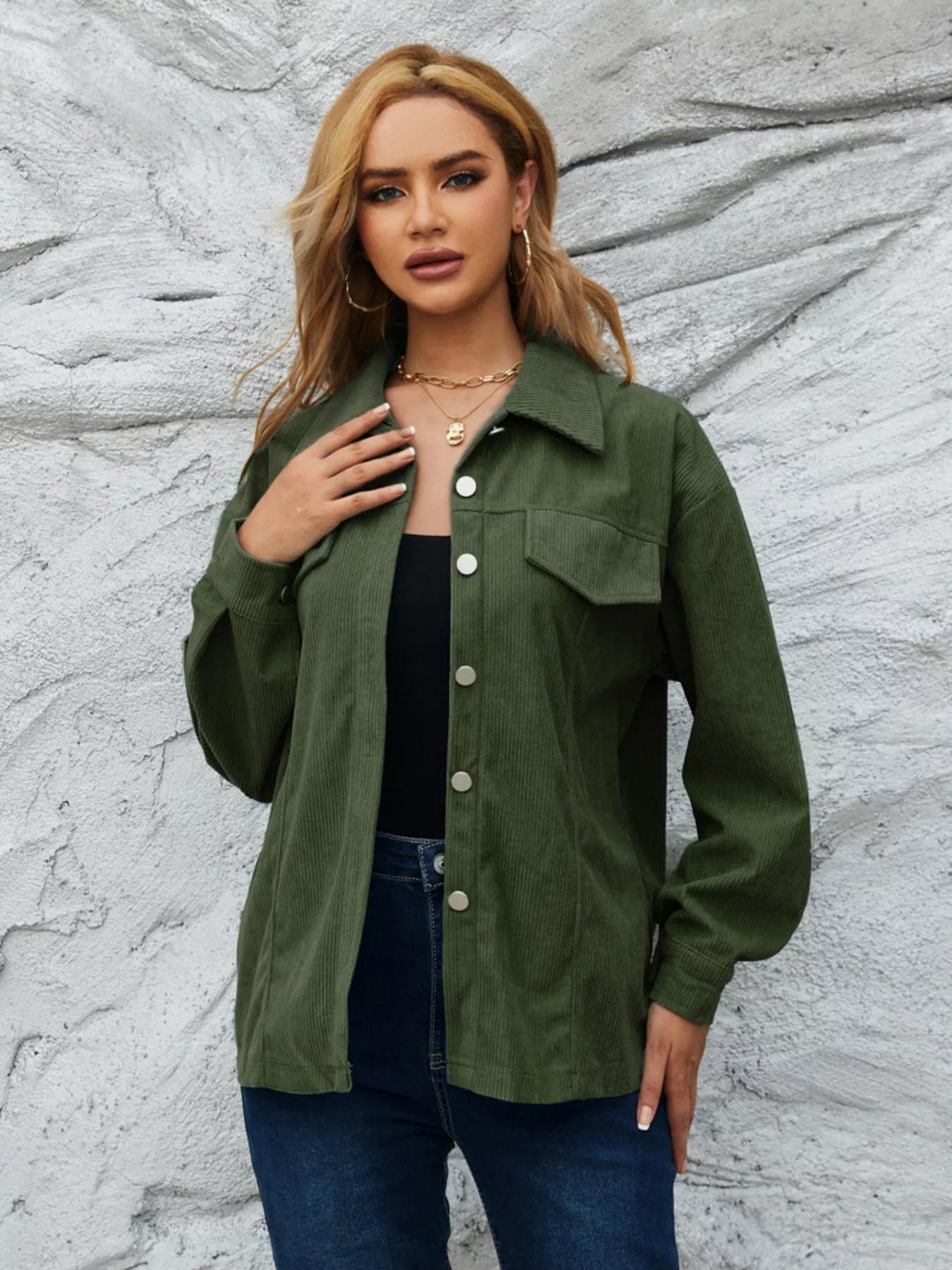 Casual Corduroy Button-Down Jacket - Image 14