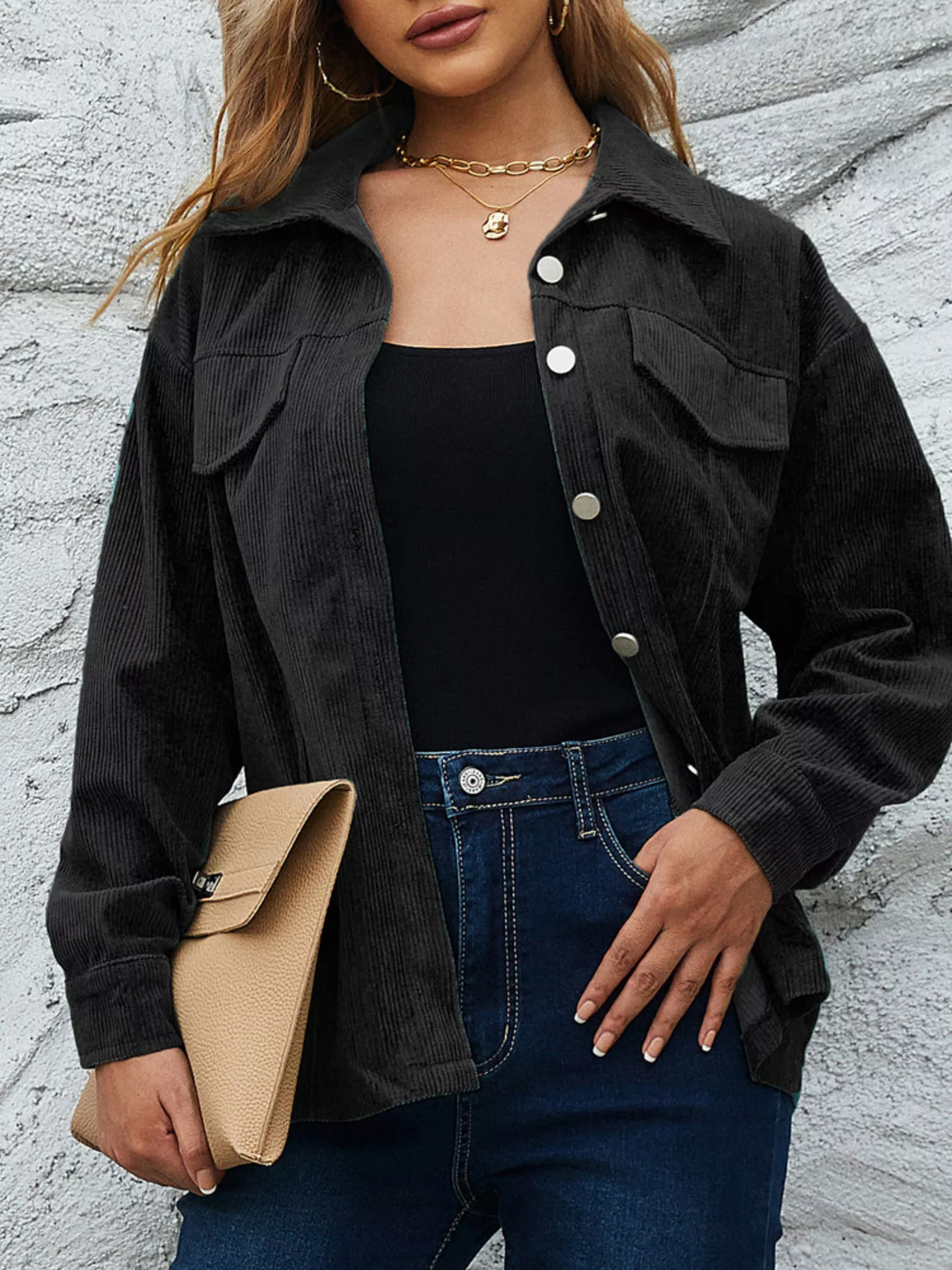 Casual Corduroy Button-Down Jacket - Image 15