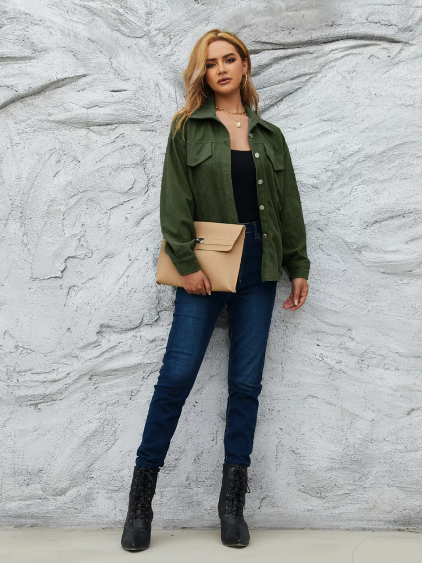 Casual Corduroy Button-Down Jacket - Image 18