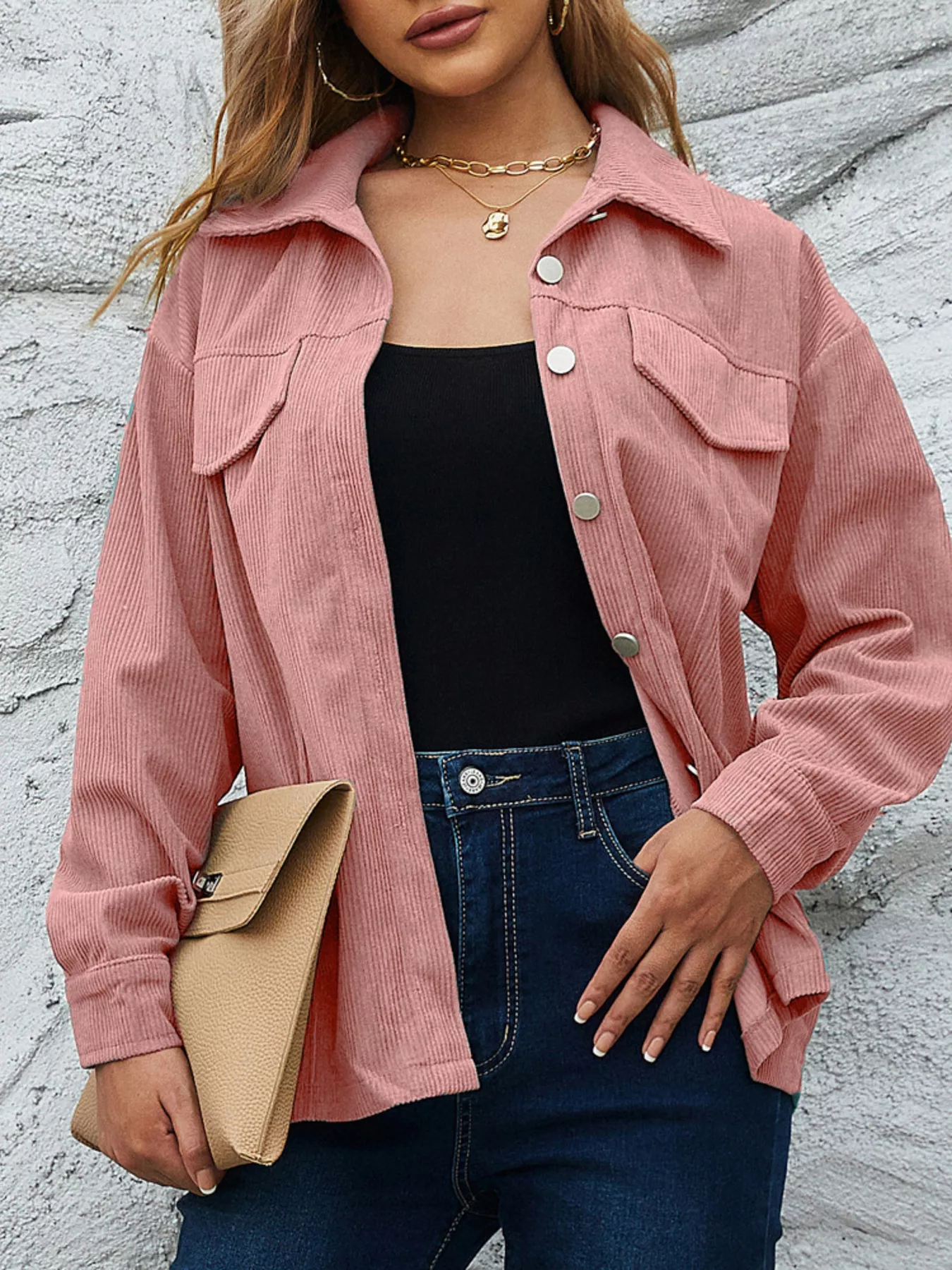 Casual Corduroy Button-Down Jacket - Image 19