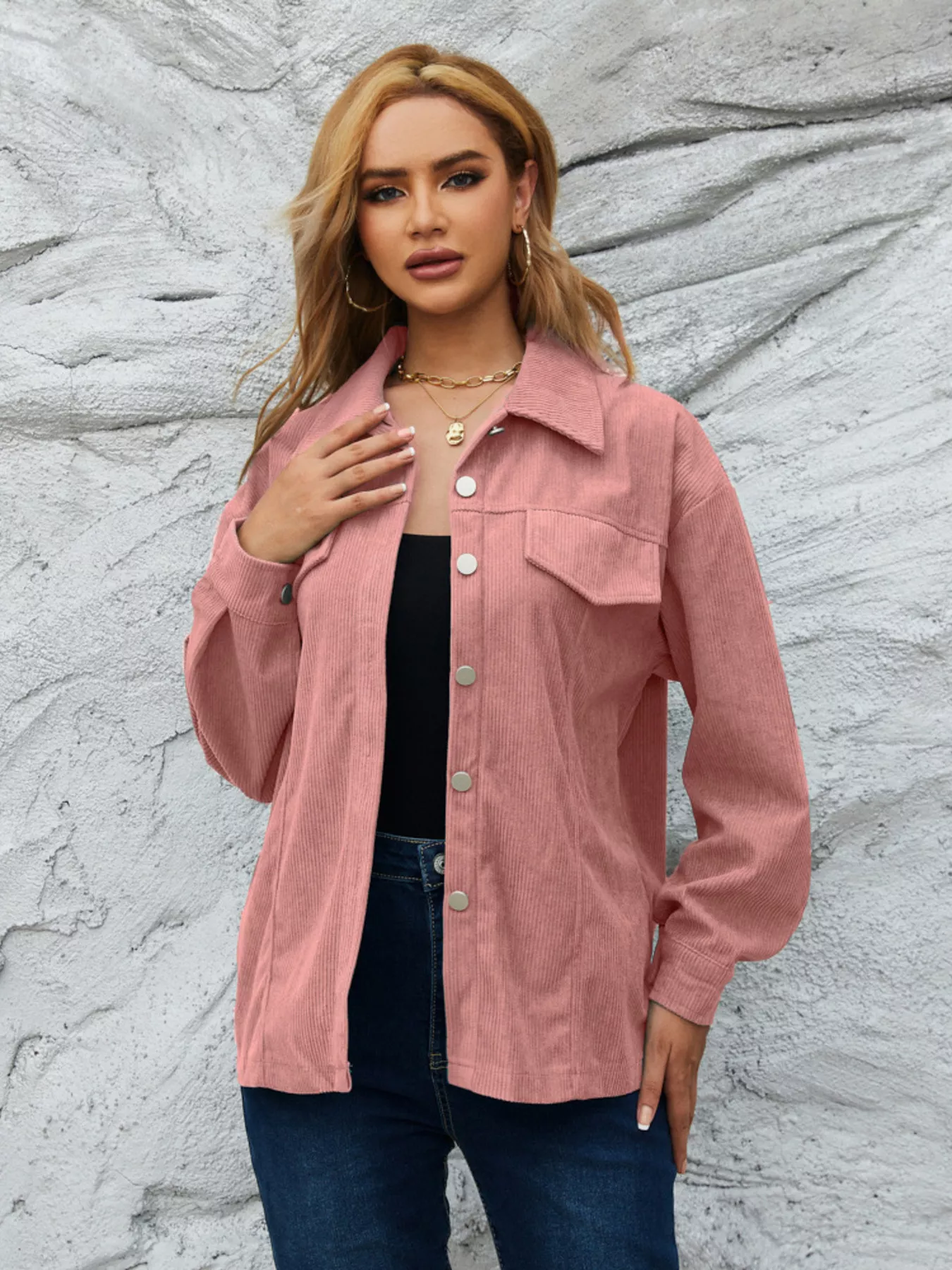 Casual Corduroy Button-Down Jacket - Image 20