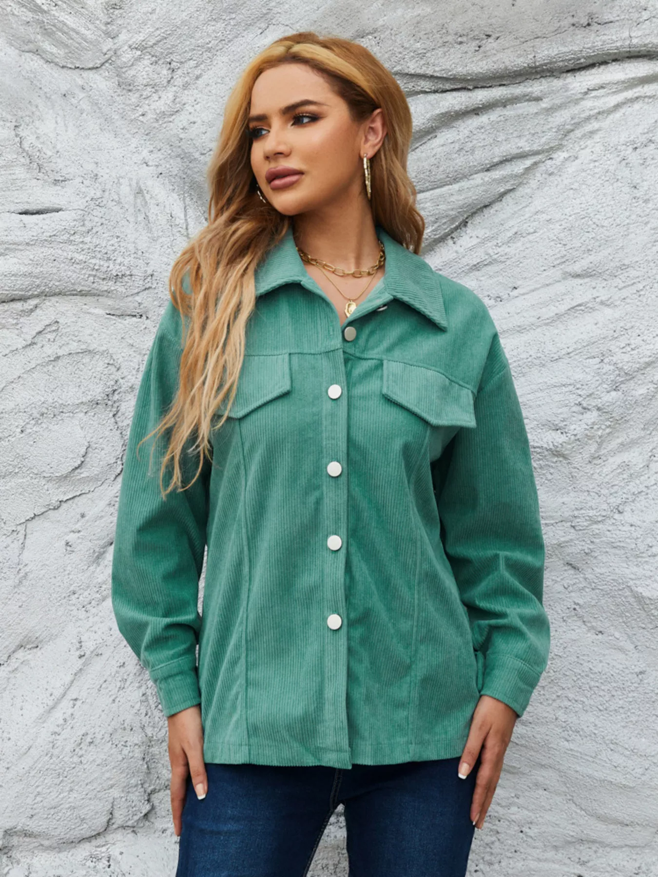 Casual Corduroy Button-Down Jacket - Image 7
