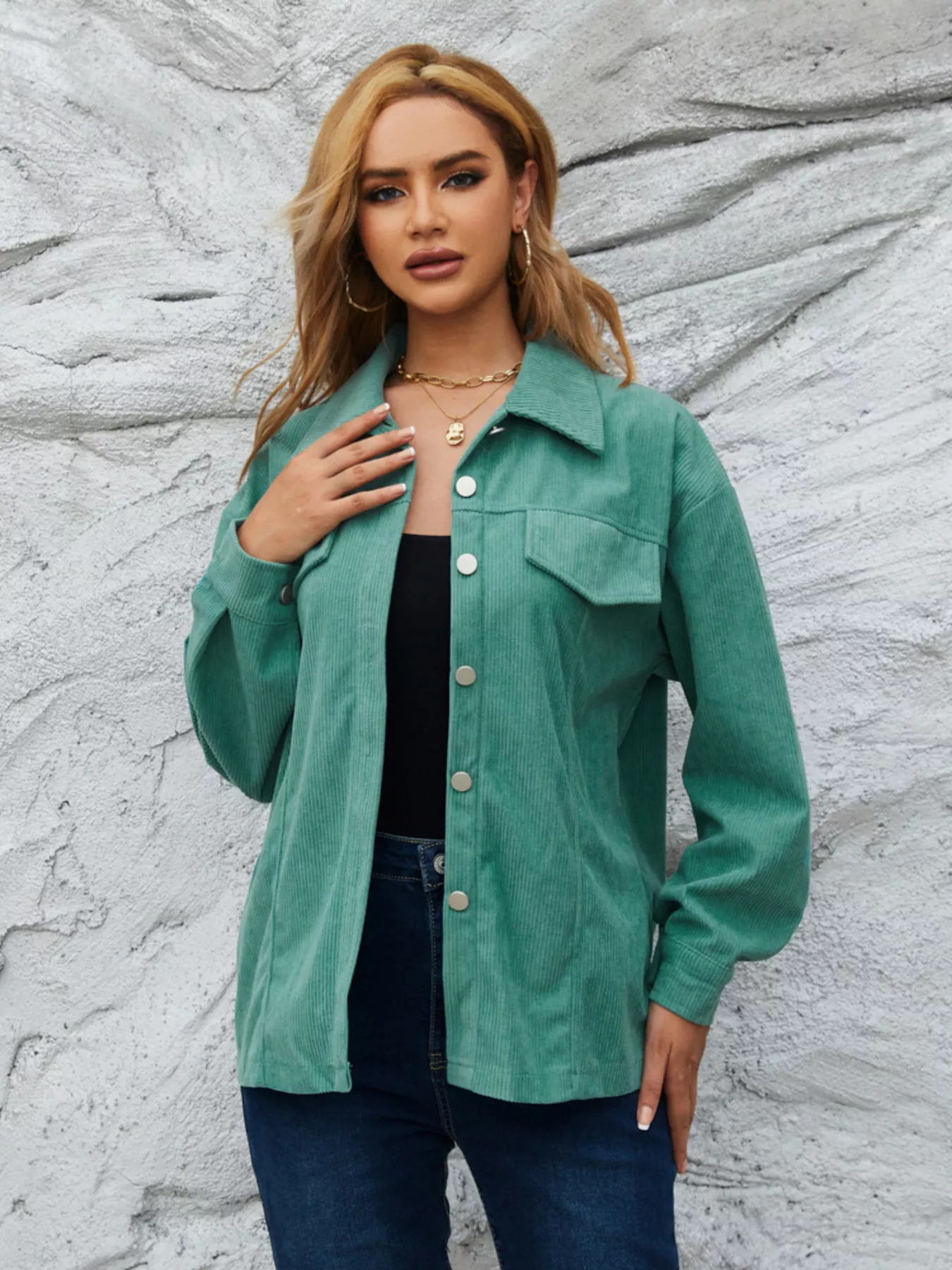 Casual Corduroy Button-Down Jacket - Image 9