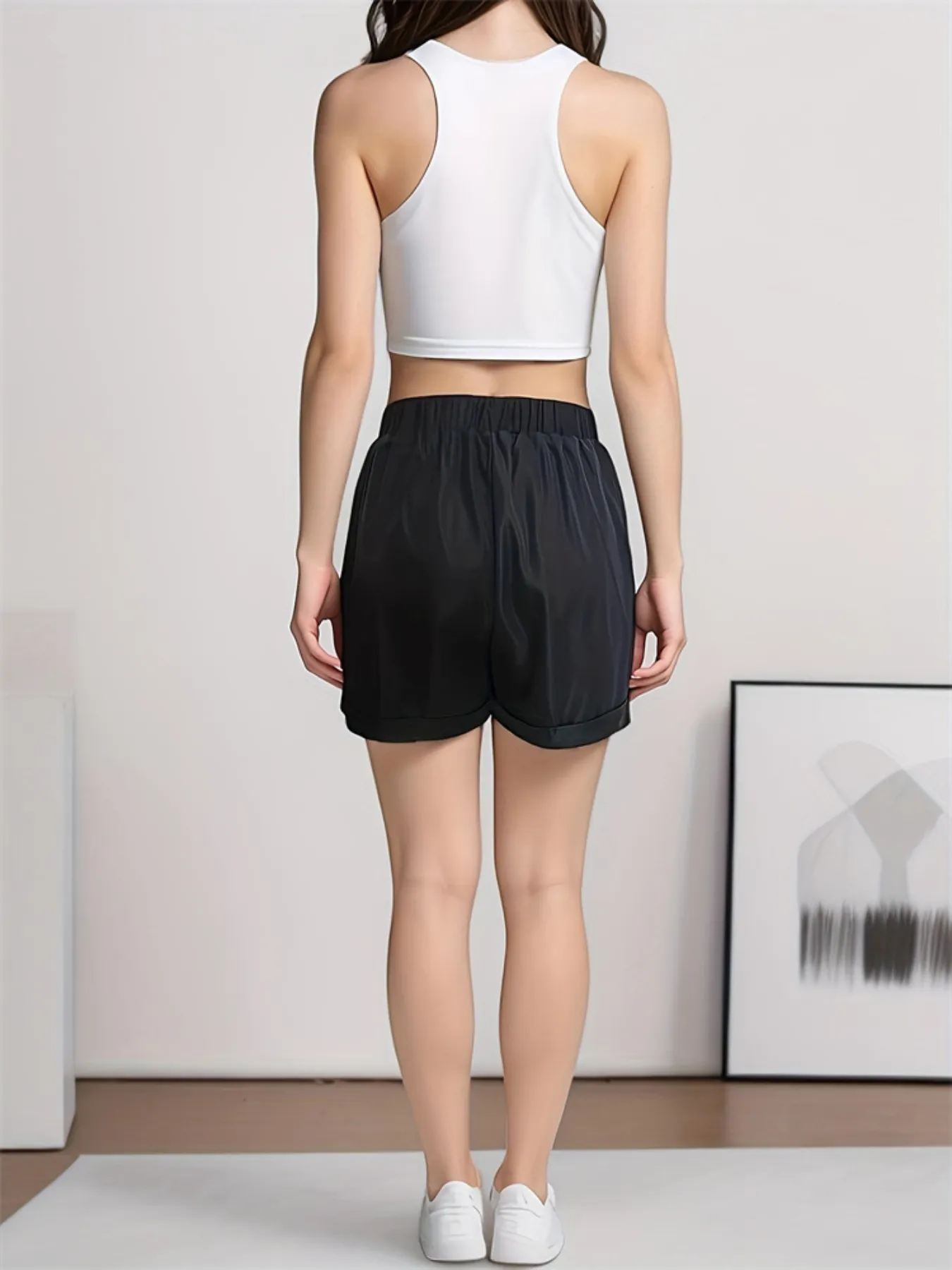 Casual Drawstring High Waist Shorts - Image 4
