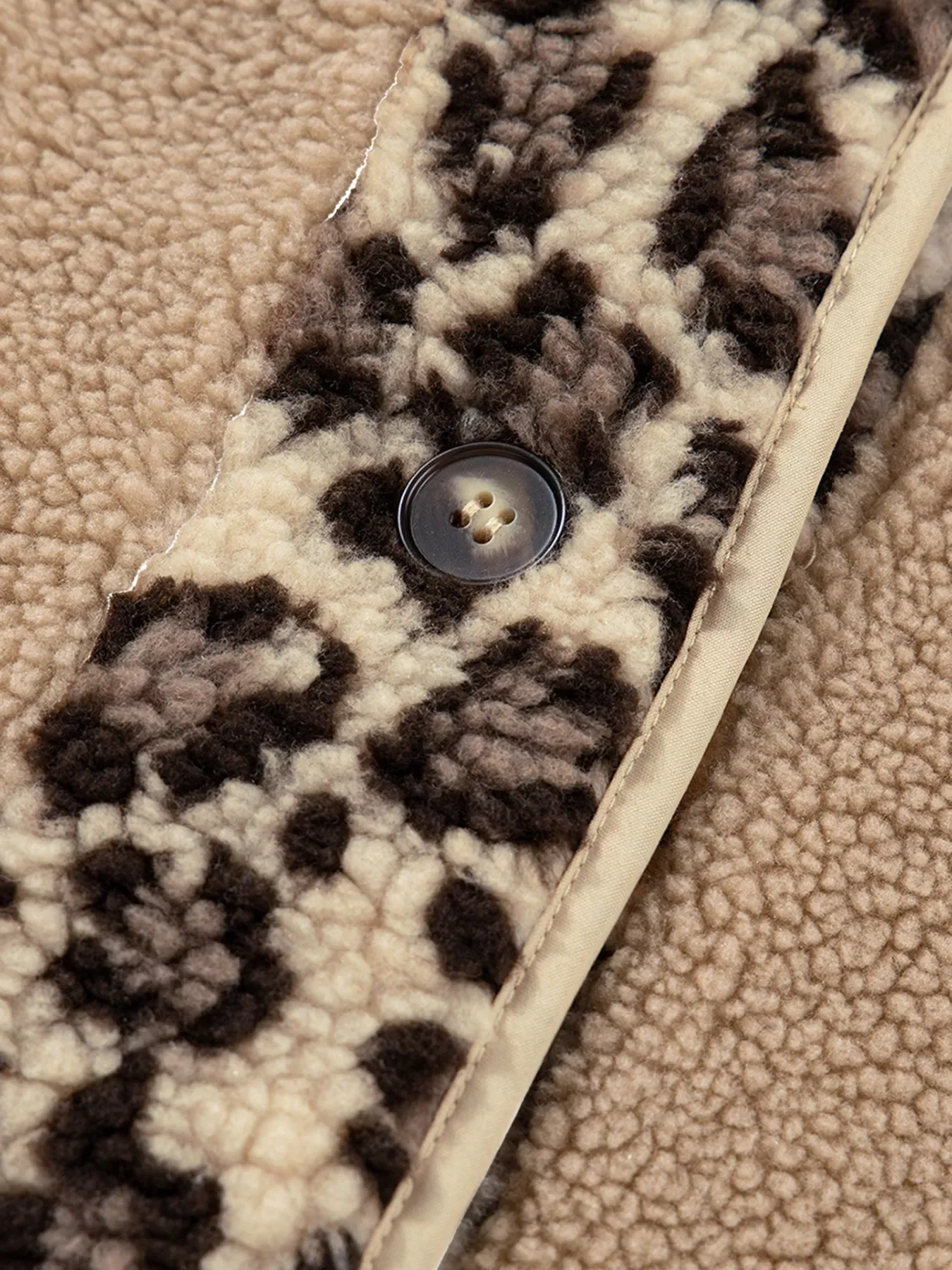 Casual Leopard Print Accent Plush Jacket with Pockets - Image 14