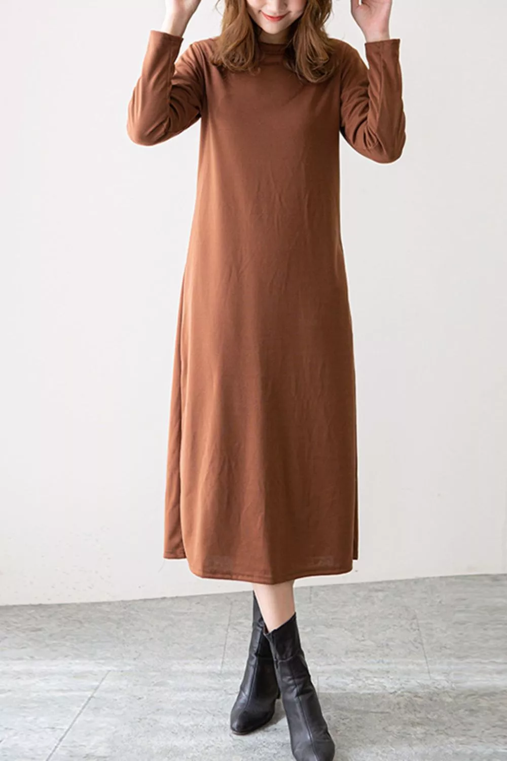 Casual Long Sleeve Midi Dress - Image 2