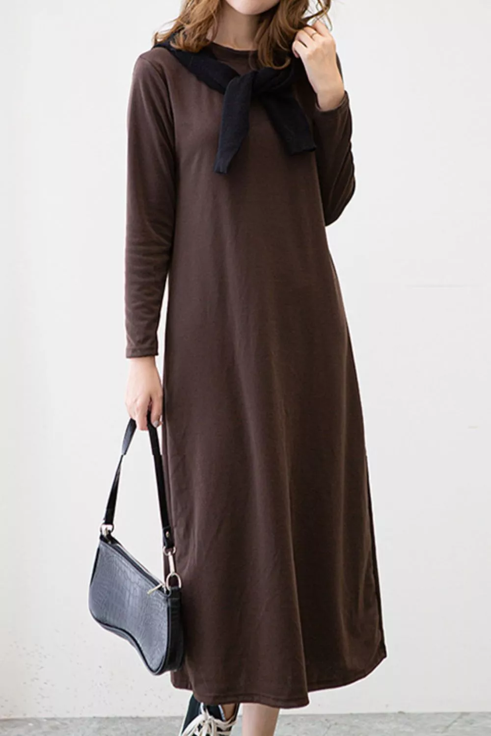 Casual Long Sleeve Midi Dress - Image 8