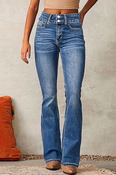 Cat Whisker Washed Bootcut Jeans - Image 4