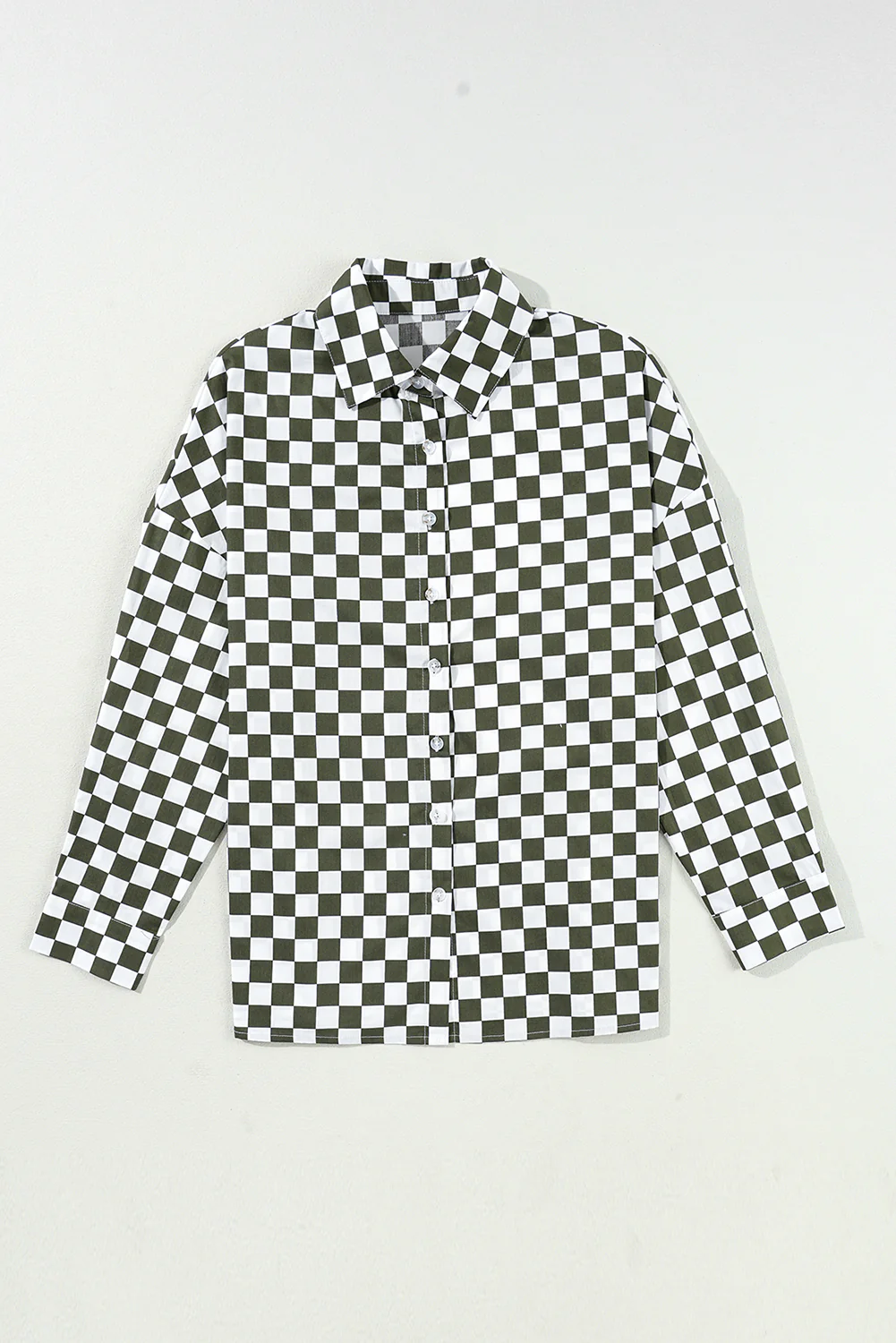 Checkered Collared Neck Long Sleeve Shirt - Image 3