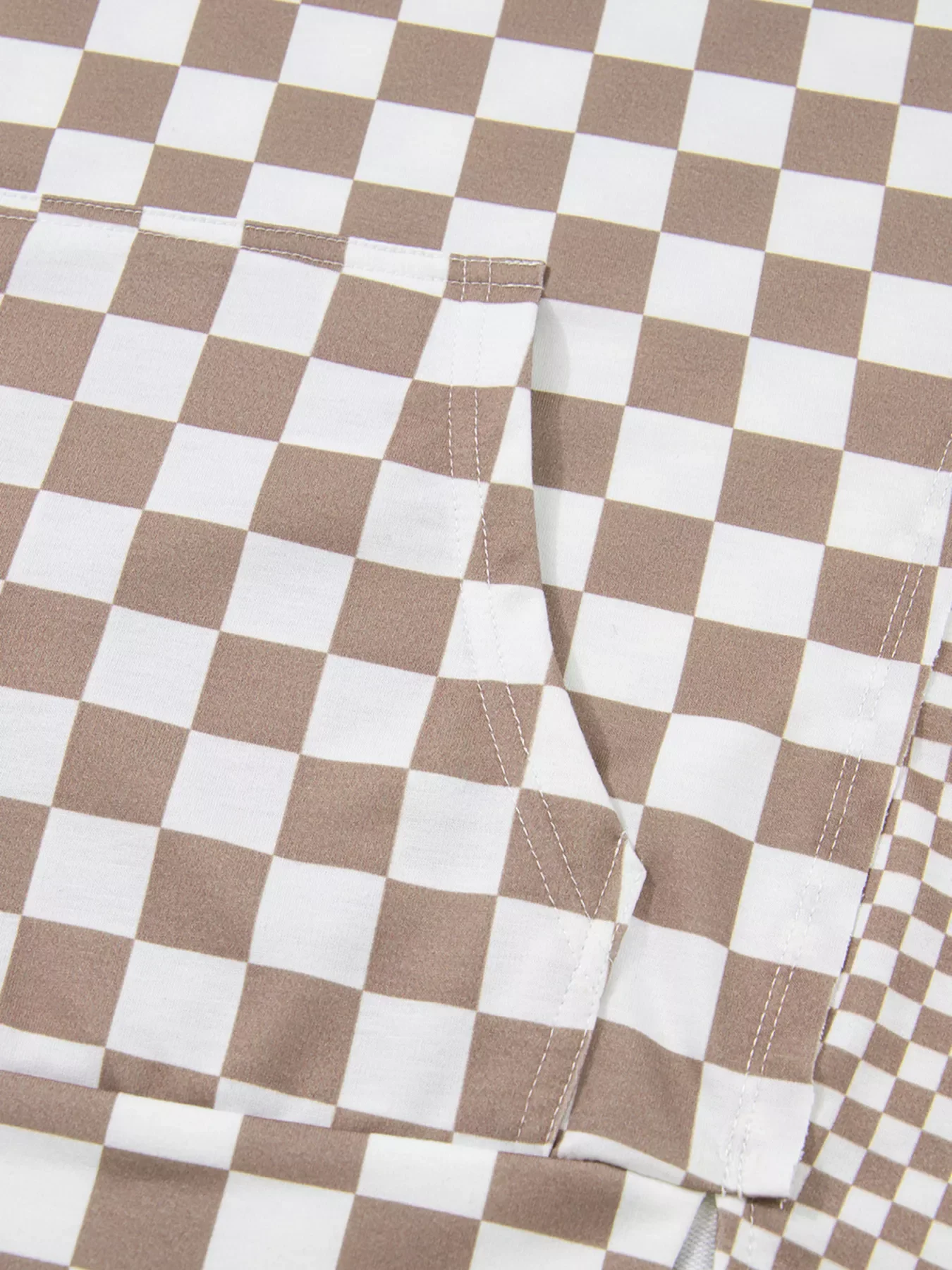 Checkered Pattern Oversized Drawstring Hoodie - Image 8