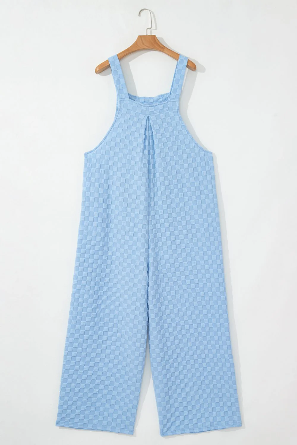 Checkered Pocketed Wide Leg Overalls - Image 5
