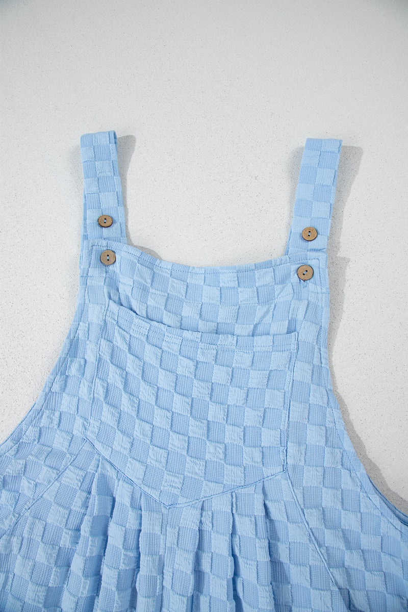 Checkered Pocketed Wide Leg Overalls - Image 6