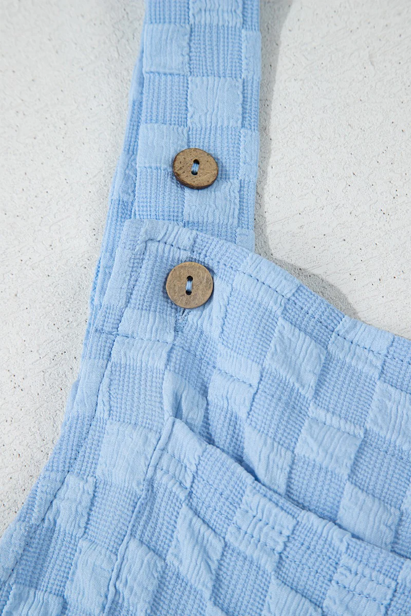 Checkered Pocketed Wide Leg Overalls - Image 8