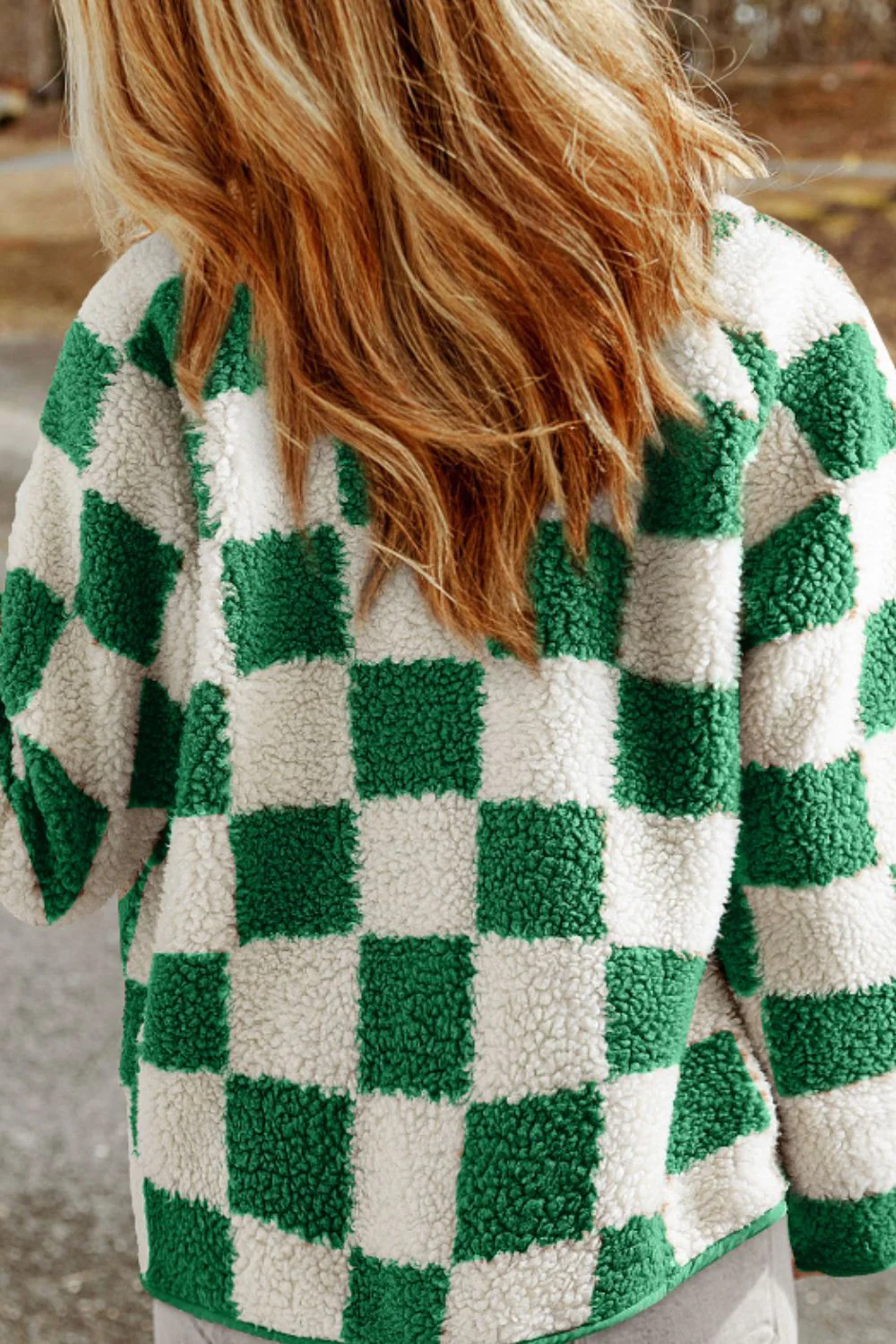 Checkered Snap Down Long Sleeve Jacket - Image 3