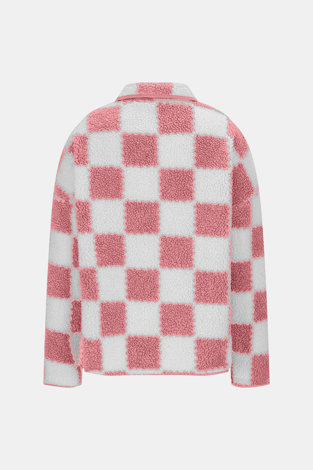 Checkered Snap Down Long Sleeve Teddy Jacket - Image 12