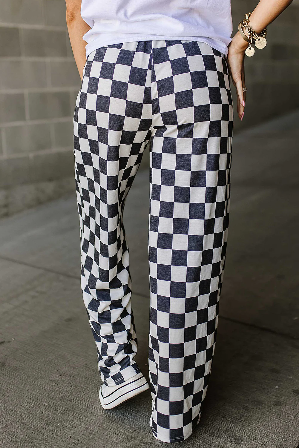 Checkered Wide Leg Pants - Image 6